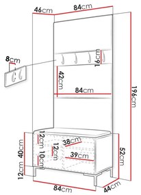 Σετ διαδρόμου Hartford F102, 196x84x46cm, 32 kg, Άσπρο, Ταπισερί, Πλαστικοποιημένη μοριοσανίδα, Τοίχου, Εντοιχισμένη | Epipla1.gr