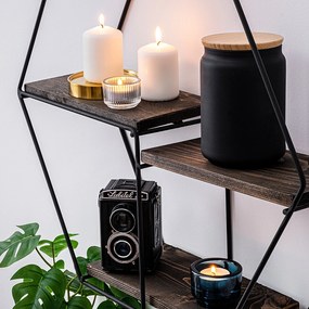 Ράφι Τοίχου Μαύρο / Καρυδιά NARCISSUS 60x15x53