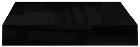 Ράφια Τοίχου Γυαλιστερά Μαύρα 4 Τεμάχια 23x23,5x3,8 εκ. MDF - Μαύρο
