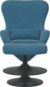 vidaXL Αυγό Καρέκλα με Σκαμνί with Footstool Μπλε Βελούδο