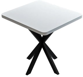 Τραπέζι Prestone pakoworld μελαμίνη σε λευκή απόχρωση και μαύρο μεταλλικό πόδι 70x70x75εκ