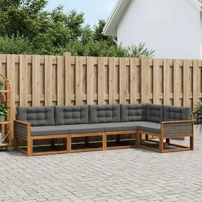 vidaXL Σειρά Καναπέ Εξωτερικού 5 pcs Φυσικό και Ανθρακί