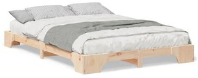 vidaXL Κρεβάτι δαπέδου με αποθήκευση Καφέ 140 x 210 cm ξύλο