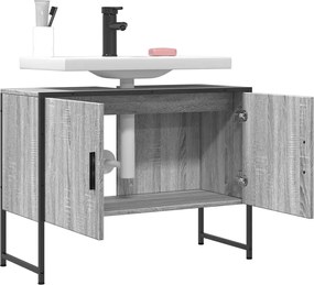vidaXL Ντουλάπι Μπάνιου Νιπτήρα Γκρι Sonoma 80 x 33 x 60εκ. Επεξ. Ξύλο