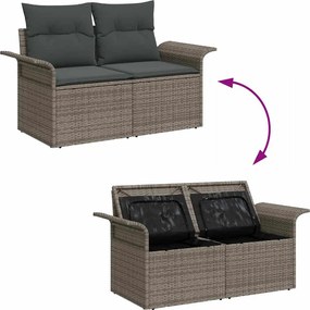 vidaXL Σετ Καναπέ Κήπου με μαξιλάρι 9 pcs Γκρι Πολυ ράταν