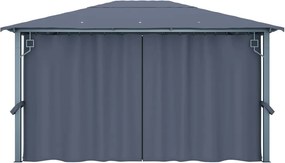 vidaXL Κιόσκι με Κουρτίνα Ανθρακί 400 x 300 εκ. Αλουμινίου
