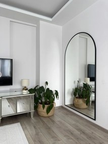 Stewehome Οβάλ Καθρέπτης Δαπέδου Μοντέρνου Σχεδιασμού μαύρο 180x100 cm