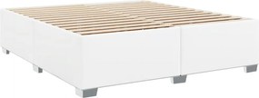 vidaXL Κρεβάτι Boxspring με Στρώμα Λευκό 180x200 εκ. Συνθετικό Δέρμα