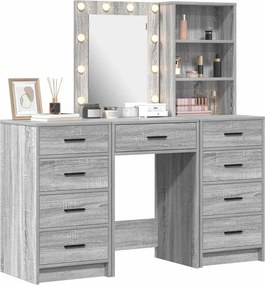 vidaXL Τραπέζι περιποίησης με συρτάρι 3 pcs Γκρι Επεξεργασμένο ξύλο