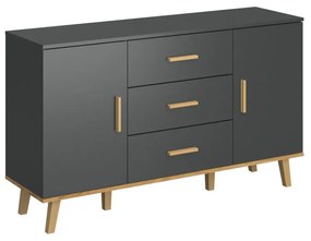 Μπουφές Pluton Ανθρακί-Χρυσό Δρυς 138x40x81.6cm