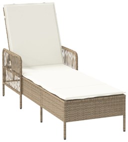 vidaXL Ξαπλώστρα Μπεζ και κρεμ Ρατάν PE 157 x 55 x 92 εκ. Πτυσσόμενη