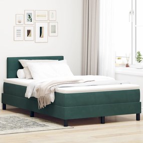Κρεβάτι Box Spring με Στρώμα Σκούρο Πράσινο 120x200 εκ. Βελούδο