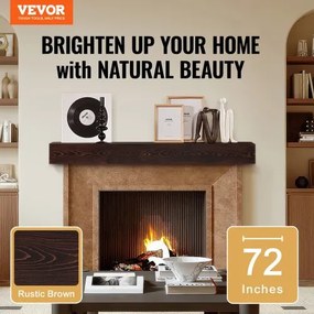 VEVOR Fireplace Mantel Wood Shelf Floating Rustic Fireplace Mantel 72&quot; Brown