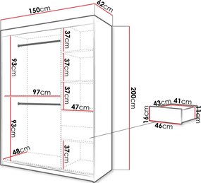 Ντουλάπα συρόμενη Jodelka-Artisan-Mauro-Μήκος: 150 εκ.