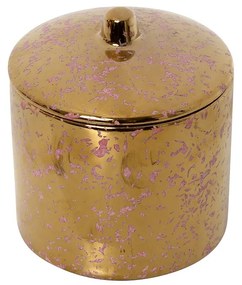 Διακοσμητικό Δοχείο Με Καπάκι Κεραμικό Ροζ-Χρυσό ESPIEL 10x10x10,5εκ. ROD205K4