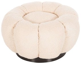 Σκαμπό Στρογγυλό Kripp HM9602.06 Φ60x31cm Με Μεταλλική Βάση Και Μπουκλέ Ύφασμα Ecru Μέταλλο,Ύφασμα