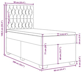 Κρεβάτι Boxspring με Στρώμα Κρεμ 90x200 εκ.Υφασμάτινο - Κρεμ