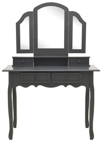 vidaXL Μπουντουάρ με Σκαμπό Γκρι 100 x 40 x 146 εκ. Ξύλο Παυλώνιας