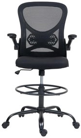 Καρέκλα γραφείου εργασίας Derzio ύφασμα mesh σε μαύρη απόχρωση 62x53x131εκ 62x53x131 εκ.