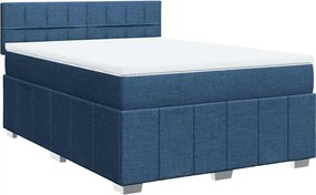 vidaXL Κρεβάτι Boxspring με Στρώμα Μπλε 140x190 εκ. Υφασμάτινο