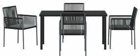 vidaXL Σέτ φαγητού για κήπο 5 pcs Μαύρο Ράτα PE