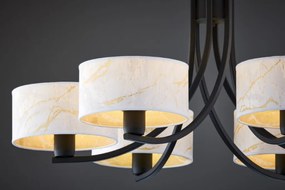 Κρεμαστό Πολύφωτο Arthur Φ78cm Μαύρο με Λευκό Ύφασμα