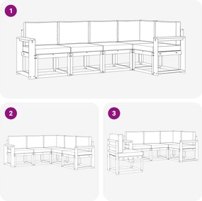 vidaXL Σειρά Καναπέ Εξωτερικού με μαξιλάρι 5 pcs Λευκό και Μπεζ