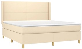 vidaXL Κρεβάτι Boxspring με Στρώμα &amp; LED Κρεμ 180x200 εκ. Υφασμάτινο