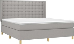 vidaXL Κρεβάτι Boxspring με Στρώμα Αν. Πράσινο 160x200εκ Υφασμάτινο