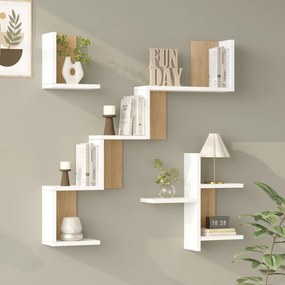 Ραφιέρα τοίχου Verso pakoworld λευκό με oak 99,4x14,5x103εκ