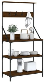 vidaXL Ραφιέρα Κουζίνας με Γάντζους και 4 Ράφια Καφέ Δρυς