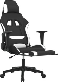 vidaXL Καρέκλα Gaming Μαύρο/Λευκό Ύφασμα με Υποπόδιο