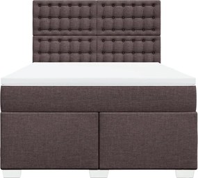 vidaXL Κρεβάτι Boxspring με Στρώμα Σκούρο Καφέ 160x200 εκ Υφασμάτινο