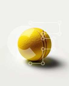 Intra Συλλεκτικό Ξύλινο Παζλ Plywood  4mm - Φωτεινή κίτρινη μπάλα του τένις σε καθαρό λευκό φόντο Σε Ξύλινο Κουτί - Διαστάσεις Puzzle: 10x10 cm – 25 κομμάτια