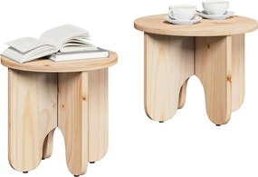 vidaXL Τραπεζάκι σαλονιού 2 pcs Φυσικό Μασίφ ξύλο πεύκου