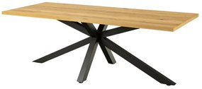 Τραπέζι Oakland 800, Μαύρο, Άγρια δρυς, 76x90x220cm, 75 kg, Ινοσανίδες μέσης πυκνότητας, Φυσικό ξύλο καπλαμά, Μέταλλο | Epipla1.gr