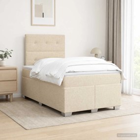 vidaXL Κρεβάτι box spring με στρώμα Κρεμ 120 x 200 cm Ύφασμα
