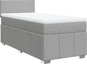 vidaXL Κρεβάτι Boxspring με Στρώμα Ανοιχτό Γκρι 90x200 εκ. Υφασμάτινο