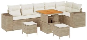 vidaXL Σετ Καναπέ Κήπου 9 pcs Μπεζ συνθετικό ρατάν