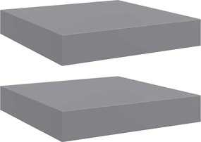 vidaXL Ράφια Τοίχου 2 τεμ. Γκρι 23x23,5x3,8 εκ. MDF