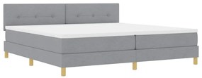 vidaXL Κρεβάτι box spring με στρώμα Ανοιχτό γκρι 200 x 200 cm ύφασμα