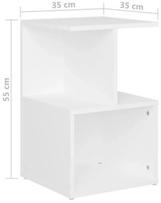 vidaXL Κομοδίνα 2 τεμ. Λευκά 35 x 35 x 55 εκ. από Επεξ. Ξύλο