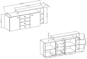 Μπουφές Bron Plus-Φυσικό σκούρο-Ανθρακί
