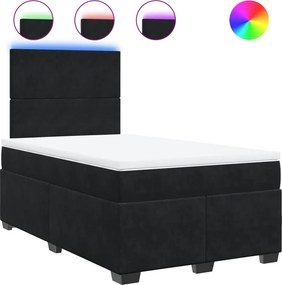 vidaXL Κρεβάτι Boxspring με Στρώμα Μαύρο 120 x 200 εκ. Βελούδινο