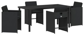 vidaXL Set 5 Τεμαχίων Έπιπλα Κήπου με Μαξιλάρια Μαύρο Πολυ Ρατάν