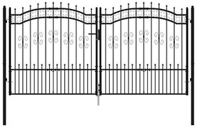 vidaXL Πόρτα Περίφραξης Kampen με Κορυφή Δόρυ Μαύρη 302x150 εκ. Ατσάλινη