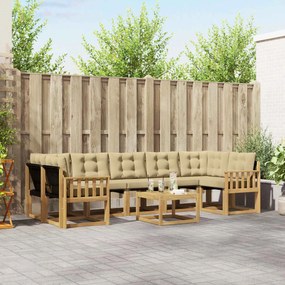 vidaXL Σειρά Καναπέ Εξωτερικού με μαξιλάρι 8 pcs Λευκό και Μπεζ