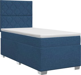 vidaXL Κρεβάτι box spring με στρώμα Μπλε 90 x 190 cm Ύφασμα