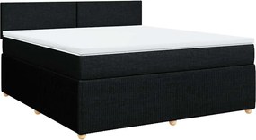 vidaXL Κρεβάτι Boxspring με Στρώμα Μαύρο 180x200 εκ. Υφασμάτινο