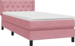 vidaXL Κρεβάτι Boxspring με Στρώμα Ροζ 80x220 εκ. Βελούδινο